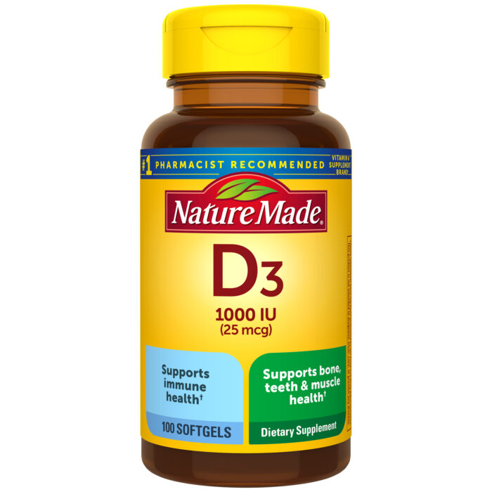 Nature Made, Vitamin D3 25 Mcg Softgels, Case Of 3, 100 Ct - Image 1