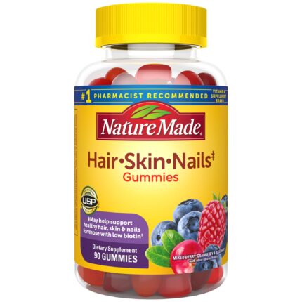 Nature Made, Hair Skin Nails Gummies Mixed Berry Cranberry & Blueberry, Case Of 3, 90 Ct