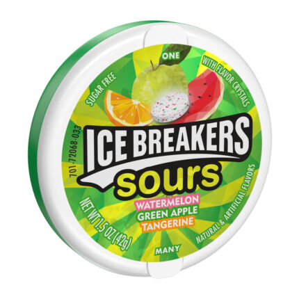 Ice Breakers, Sours Candies Watermelon Green Apple Tangerine, Case Of 8, 1.5 Oz