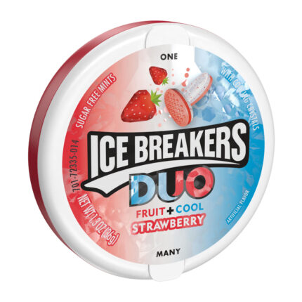 Ice Breakers, Sugar Free Strawberry Flavored Breath Mints Candy Tin, Case Of 8, 1.3 Oz