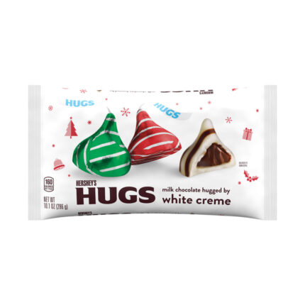 Hershey'S, Holiday Hugs Milk Chocolate Hugged By White Creme Candy, Case Of 16, 10.1 Oz