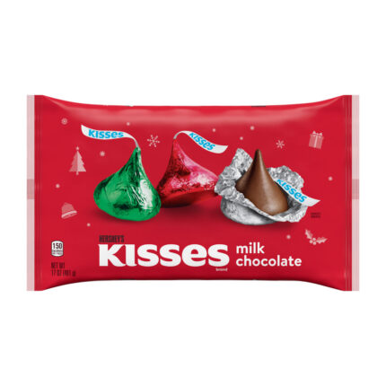 Hershey'S, Holiday Kisses Milk Chocolate Candy Bag, Case Of 24, 17 Oz