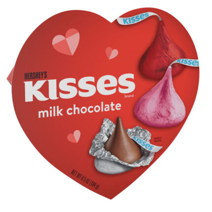 Hershey'S, Valentine'S Day Milk Chocolate Kisses Heart Box, Case Of 6, 6.5 Oz