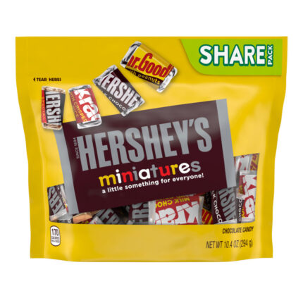 Hershey'S, Miniatures Candy Bars Individually Wrapped Assorted Milk And Dark Chocolate, Case Of 16, 10.4 Oz