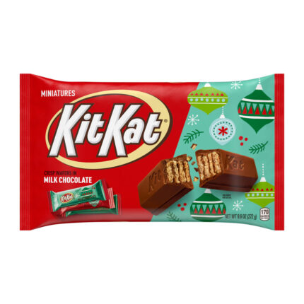 Kit Kat, Christmas Miniatures Milk Chocolate Wafer Candy Bars Bag, Case Of 24, 9.6 Oz