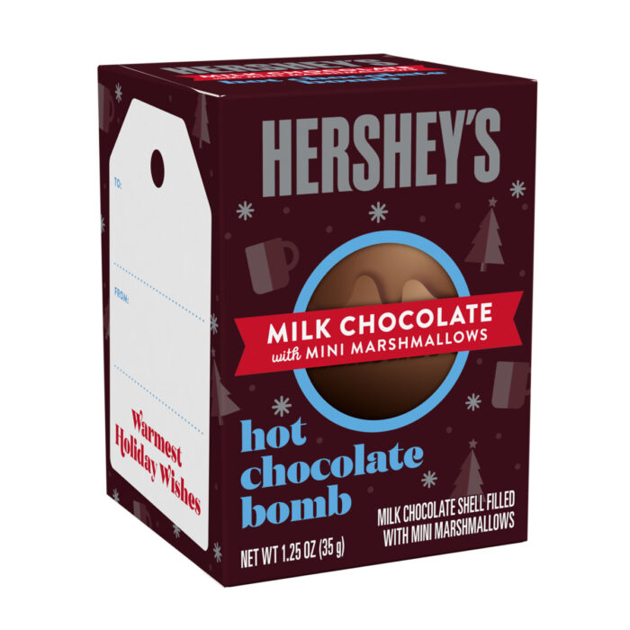 Hershey'S, Christmas Candy Milk Chocolate Mini Marshmallows Hot Chocolate Bomb Gift Box, Case Of 12, 1.25 Oz - Image 1
