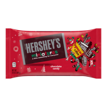 Hershey'S, Christmas Miniatures Assorted Milk & Dark Chocolate Candy Bars Bag, Case Of 16, 9.9 Oz