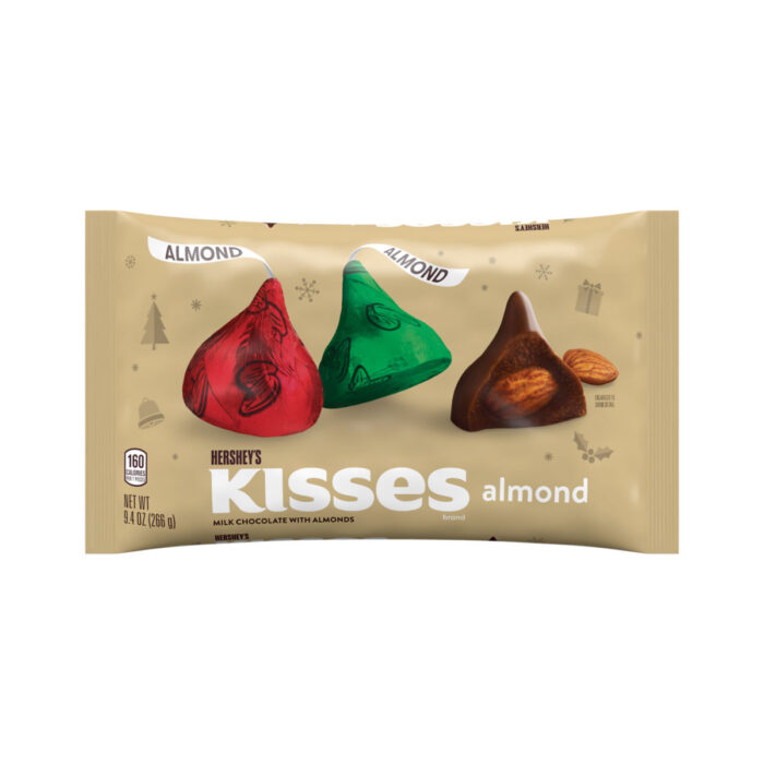 Hershey'S, Holiday Kisses With Almonds, Case Of 16, 9.4 Oz - Image 1