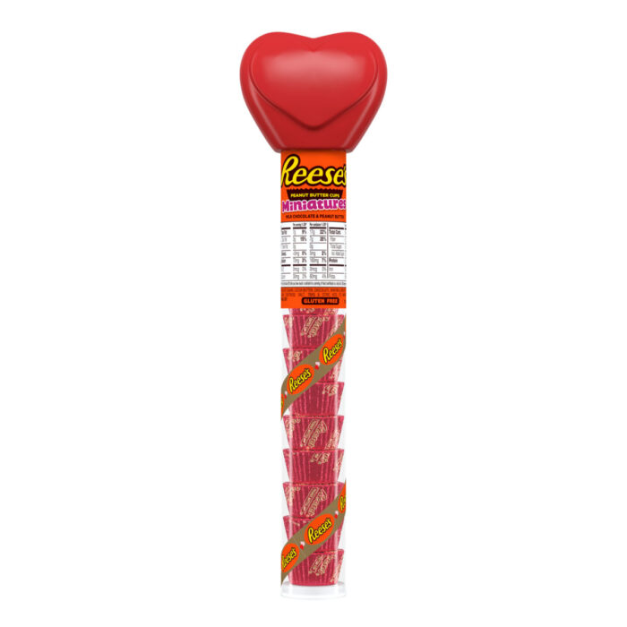 Reeses, Valentine'S Day Candy Miniatures Milk Chocolate Peanut Butter Cups, Case Of 18, 2.17 Oz - Image 1