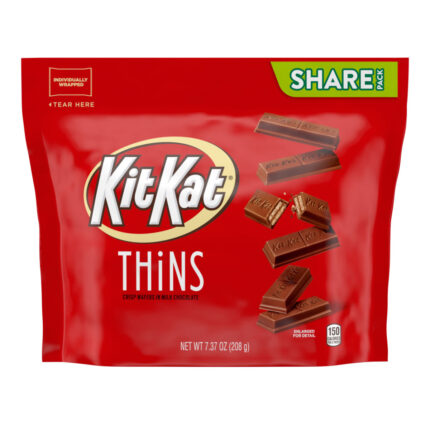Kit Kat, Thins Crisp Wafers In Milk Chocolate Candy Bars, Case Of 8, 7.37 Oz.