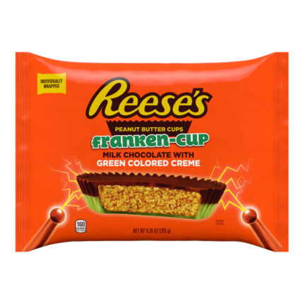 Hershey'S, Franken Cup Milk Chocolate Peanut Butter With Green Creme Cups, Case Of 18, 9.35 Oz