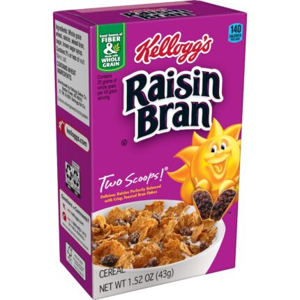 Kellogg'S, Rainin Bran Two Scoops Cereal, Case Of 70, 1.52 Oz