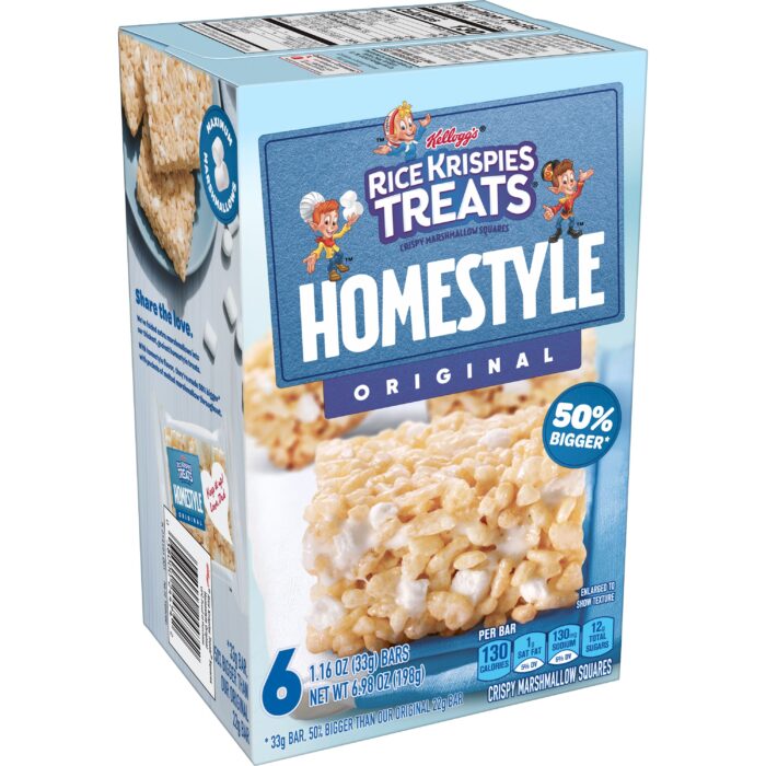 Kellogg'S, Homestyle Original Rice Krispie Marshmallow Squares, Case Of 6, 6.98 Oz - Image 1