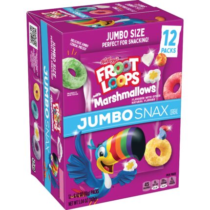 Kellogg'S, Froot Loops Marshmallow Jumbo Snax Cereal, Case Of 4, 5.04 Oz