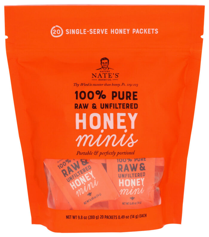 Nature Nate'S, Honey Minis 100% Pure Raw Unfiltered 20 Packets, Case Of 6, 9.8 Oz - Image 1