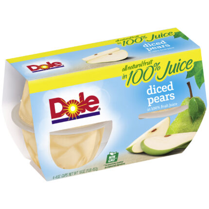 Dole, Diced Pears In 100% Juice 4 Cups, Case Of 6, 16 Oz