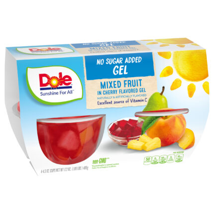 Dole, Fruit Bowls No Sugar Added, Cherry Flavored Gel Mixed Fruit, 4 Cups, Case Of 6, 17.2 Oz
