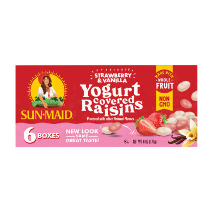 Sun Maid, Strawberry And Vanilla Yogurt Covered Raisins 6 Count, Case Of 12, 6 Oz