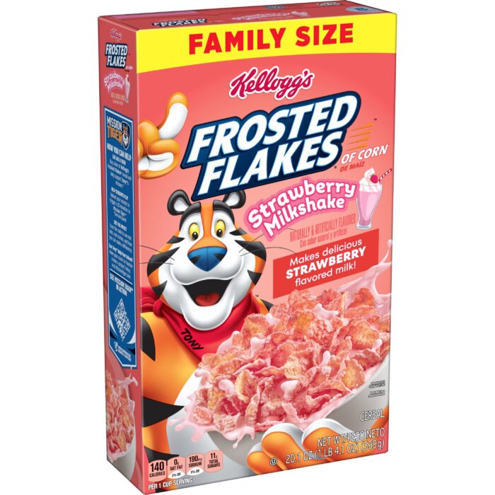 Kellogg'S, Frosted Flakes Breakfast Cereal With Strawberry Milkshake, Case Of 6, 20.1 Oz - Image 1