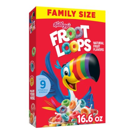 Kellogg'S, Froot Loops Breakfast Cereal Family Size, Case Of 12, 16.6 Oz