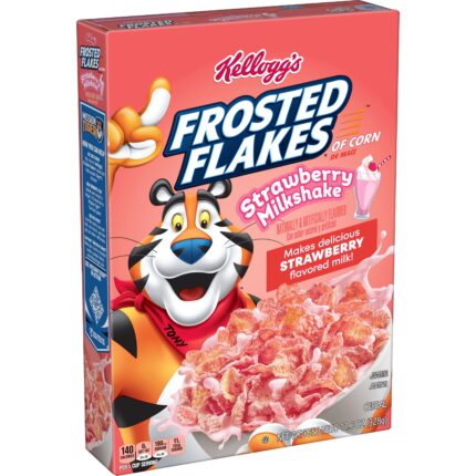 Kellogg'S, Frosted Flakes Strawberry Milkshake Breakfast Cereal, Case Of 12, 11.6 Oz