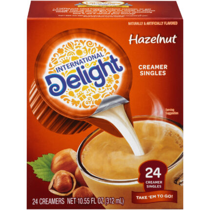 International Delight, Hazelnut Coffee Creamer Singles 24 Count, Case Of 6, 10.5 Fl Oz