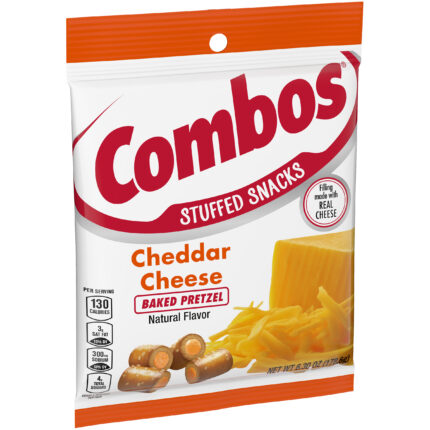 Combos, Cheddar Cheese Baked  Pretzel Snacks, Case Of 12, 6.3 Oz