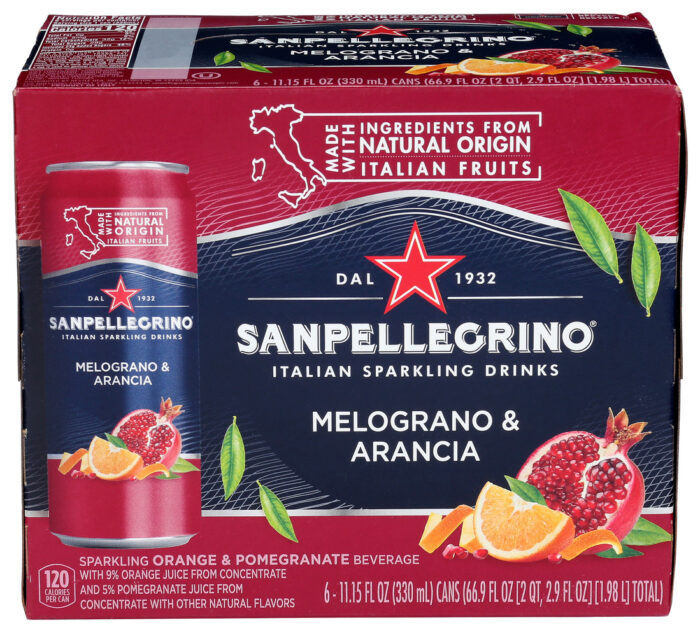 San Pellegrino, Italian Sparkling Beverage Melograno And Arancia, Case Of 4, 6/11.15 Fl Oz. - Image 1