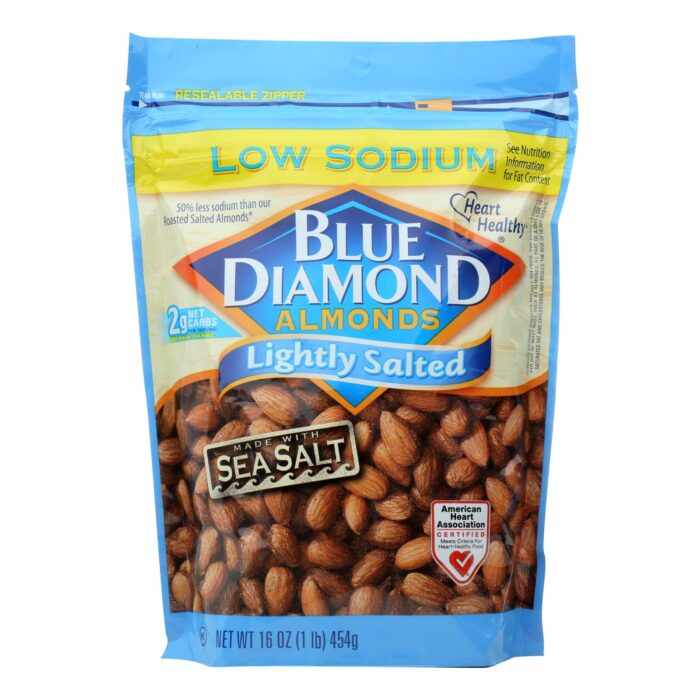 Blue Diamond, Lightly Salted Low Sodium Almonds, Case Of 6, 16 Oz - Image 1