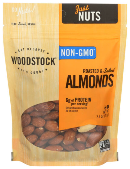 Wodstk Almonds,Whole,Rst/Slt 7.5 Oz