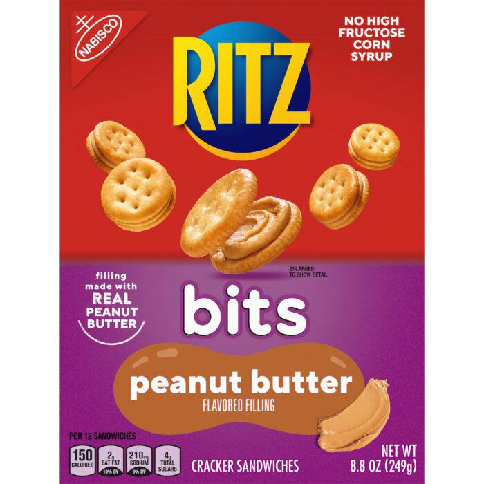 Ritz , Bits Cracker Sandwiches Peanut Butter Flavor, Case Of 12, 8.8 Oz - Image 1