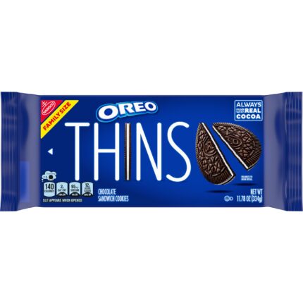 Oreo, Thins Chocolate Sandwich Cookies Family Size, Case Of 12, 11.78 Oz