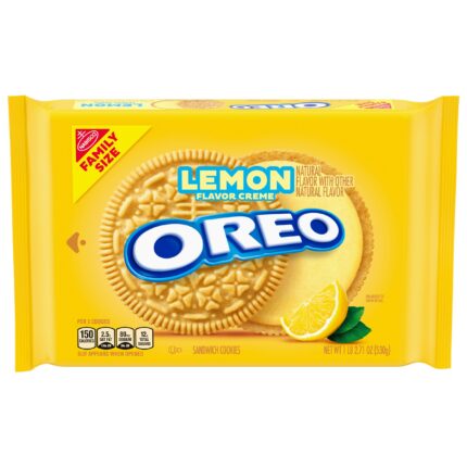 Oreo, Lemon Flavor Creme Sandwich Cookies Family Size, Case Of 12, 18.71 Oz