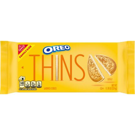 Oreo, Thins Golden Sandwich Cookies Family Size, Case Of 12, 11.78 Oz