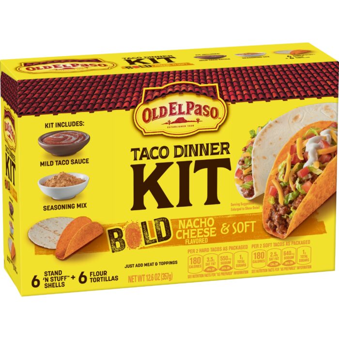 Old El Paso, B Nacho Cheese Shell & Soft Tortilla Taco Dinner Kit, Case Of 8, 12.6 Oz - Image 1