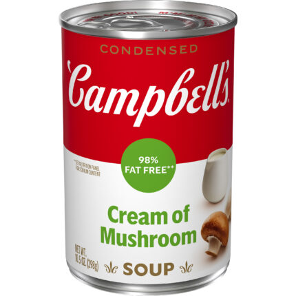 Campbell'S, Condensed 98% Fat Free Cream Of Mushroom Soup, Case Of 12, 10.5 Oz