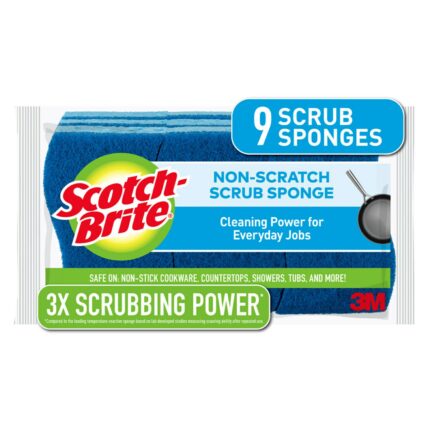 Scotch-Brite, Non-Scratch Scrub Sponges Blue, Case Of 5, 9 Ct