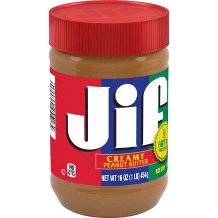Jif, Creamy Peanut Butter Plastic Jar, Case Of 12, 16 Oz