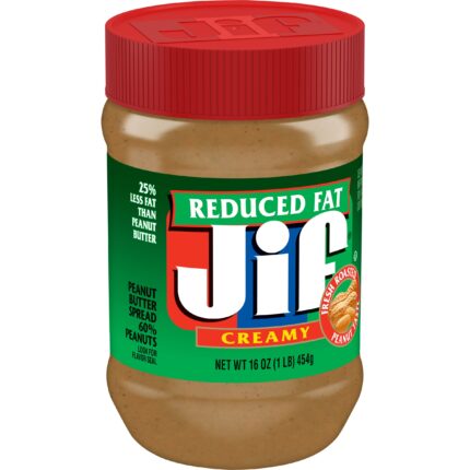 Jif, Reduced Fat Creamy Peanut Butter Spread Plastic Jar, Case Of 12, 16 Oz