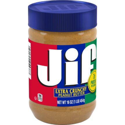 Jif, Extra Crunchy Peanut Butter Plastic Jar, Case Of 12, 16 Oz
