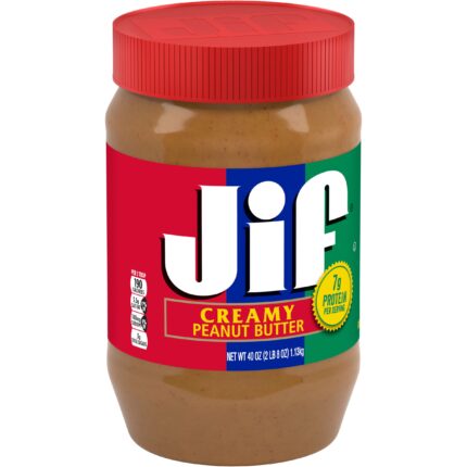 Jif, Creamy Peanut Butter Plastic Jar, Case Of 8, 40 Oz