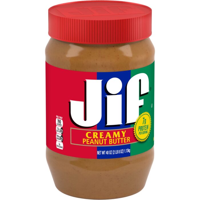 Jif, Creamy Peanut Butter Plastic Jar, Case Of 8, 40 Oz - Image 1