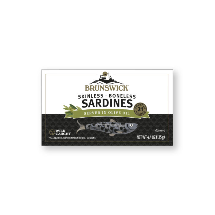 Brunswick, Skinless And Boneless Sardines In Olive Oil, Case Of 12, 4.4 Oz - Image 1