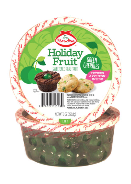 Paradise, Candied Green Cherries, Case Of 12, 8 Oz