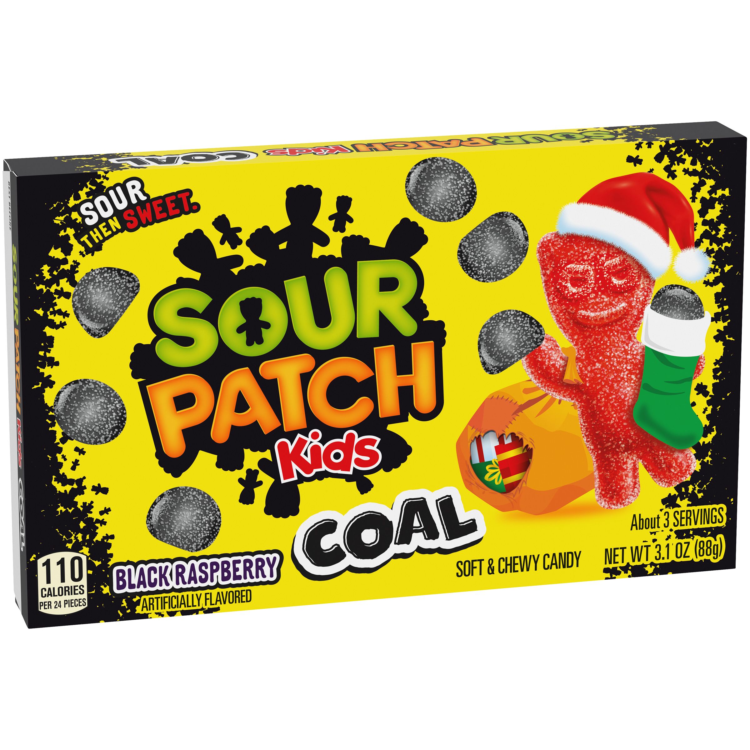 00070462008104_nafrontleft3Fwid3D240026hei3D240026fmt3DJPEG26pathEmbed3D126printRes3D300_1WorldSync_F.jpg Sour Patch Kids, Coal Black Raspberry Soft & Chewy Holiday Candy, Case Of 12, 3.1 Oz - Image 1