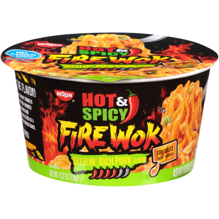 Nissin, Fire Wok Stir Fry Sizzlin Rich Pork Asian Noodles, Case Of 6, 4.3 Oz - Image 1