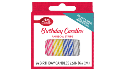 Betty Crocker, Birthday Candles Stripe Rainbow, Case Of 12, 24 Ct