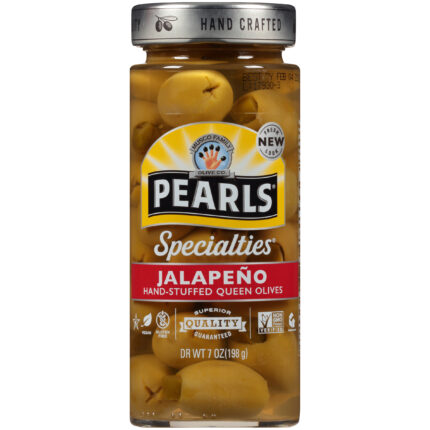 Pearls, Specialties Jalapeno Stuffed Queen Olives, Case Of 6, 7 Oz