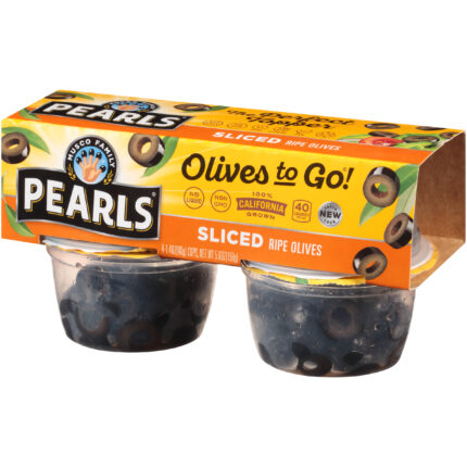 Pearls, Olives To Go Sliced Ripe Olives 4 - 1.4Oz Cups, Case Of 6, 5.6 Oz