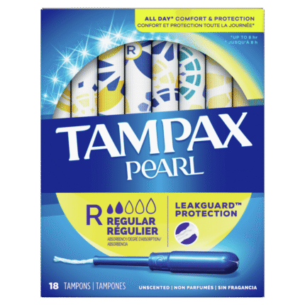 Tampax, Pearl Plastic Tampons Regular, Case Of 12, 18 Ct